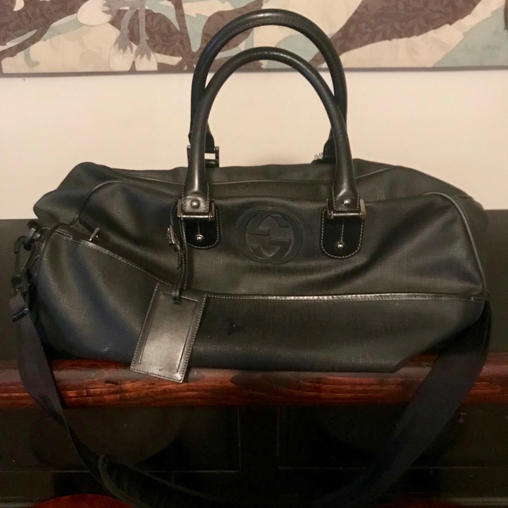Authentic Black Gucci Travel Bag